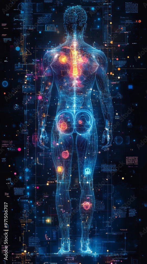 CT scan of head and body Detailed anatomy of body organs, brain, heart ...