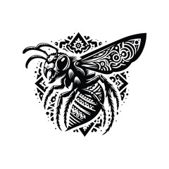 hornet in bohemian black and white silhouette illustration