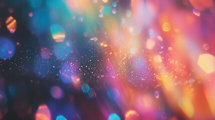 Poster - Vibrant abstract design featuring colorful light reflections and sparkling textures against a dark background in a mesmerizing display