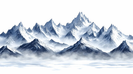 Wall Mural - A serene mountain landscape with snow-capped peaks and mist.