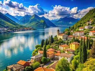 serene lake como, nestled in italy's lombardy region, stretches along the southern edge of the alps,