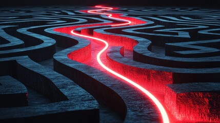 Wall Mural - a maze with glowing arrows guiding the way, each turn representing a step in the sop that leads to s