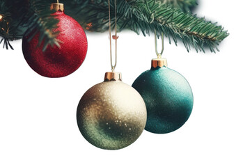 Canvas Print - PNG Christmas Tree With Baubles christmas ornament green.