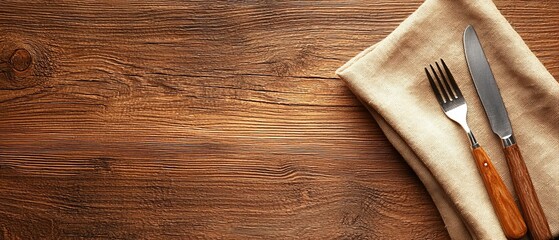  Two sets of knife and fork placed atop separate napkins