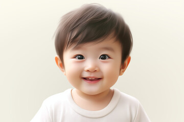 Wall Mural - Asian baby on white background. Birth related themes. Childbirth. Asian country. Asian baby. Chinese baby. Japan baby. Image for graphic designer. Image for flyers.