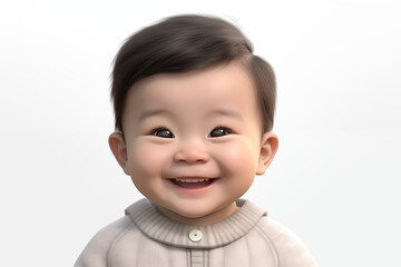 Wall Mural - Asian baby on white background. Birth related themes. Childbirth. Asian country. Asian baby. Chinese baby. Japan baby. Image for graphic designer. Image for flyers.