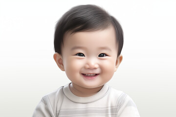 Wall Mural - Asian baby on white background. Birth related themes. Childbirth. Asian country. Asian baby. Chinese baby. Japan baby. Image for graphic designer. Image for flyers.