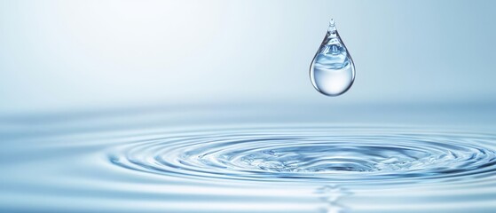 Wall Mural -  A drop of water falls into a larger body, containing a secondary drop in its midst