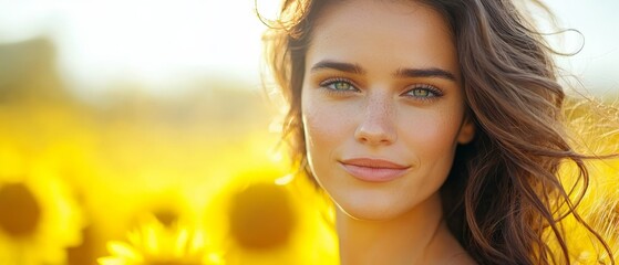 Wall Mural - Hair fluttering, gazes at camera