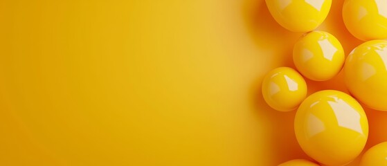 Wall Mural -  A collection of yellow eggs atop a yellow table, adjacent to a yellow wall against a uniform yellow backdrop