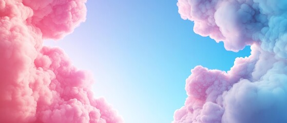 Sticker -  A blue sky with pink clouds and scattered clouds in the background, along with a few more in the midsection