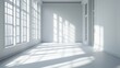 © ThisDesign - Empty room, shadow patterns on walls, white color, generative ai