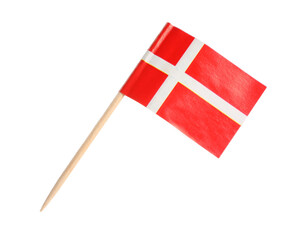 Canvas Print - Small paper flag of Denmark isolated on white