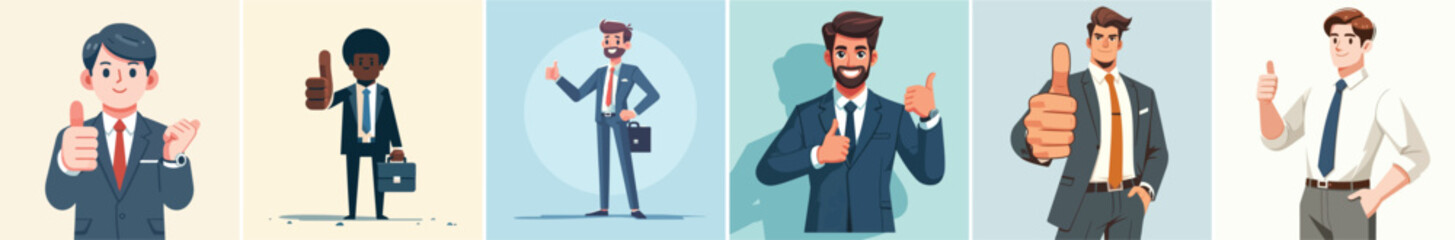 Wall Mural -  vector set of businessman characters with a simple flat design style