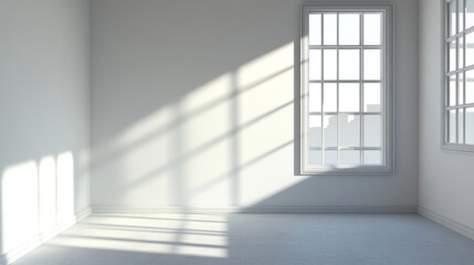 Wall Mural - Empty room, white walls, small window, generative ai