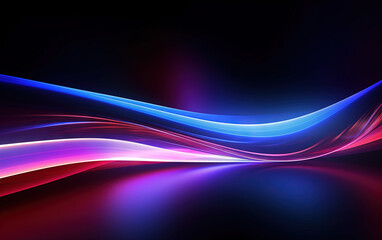 Poster - Vibrant abstract blue and red waveform with fluid motion and colorful gradients.