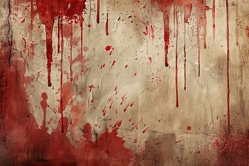 Wall Mural - Blood dripping on old grunge wall texture background