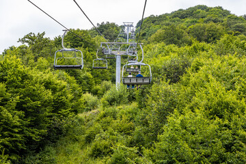 Canvas Print - cable car lift on top of mount in Tsaghkadzor town