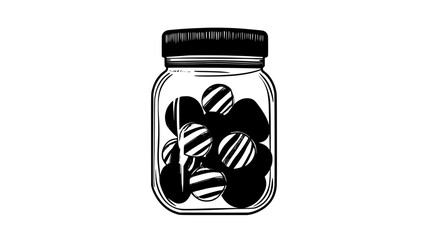 Wall Mural - Glass jar filled with neatly organized hard candies, vector illustration art