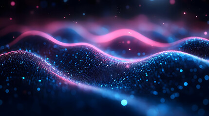 Wall Mural - Abstract waves of light in vibrant colors, creating a digital landscape.