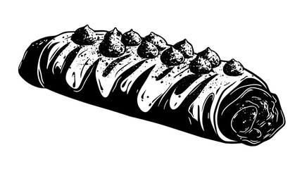 Wall Mural - Single cannoli resting on a flat surface, centered, no background objects, vector illustration art