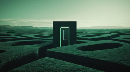 Wall Mural - perception, maze: an event represented as a starting point in a maze of twists and turns, where perc