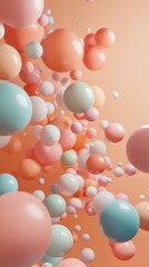 Canvas Print - Colorful balloons floating on a pastel background