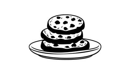 Stack of cookies neatly arranged on a clean dish, vector illustration art