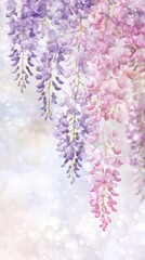 Canvas Print - Beautiful purple and pink wisteria flowers hanging in spring garden