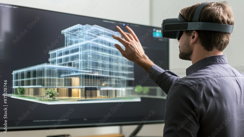 Virtual Reality Architecture Visualization Stock Illustration | Adobe Stock