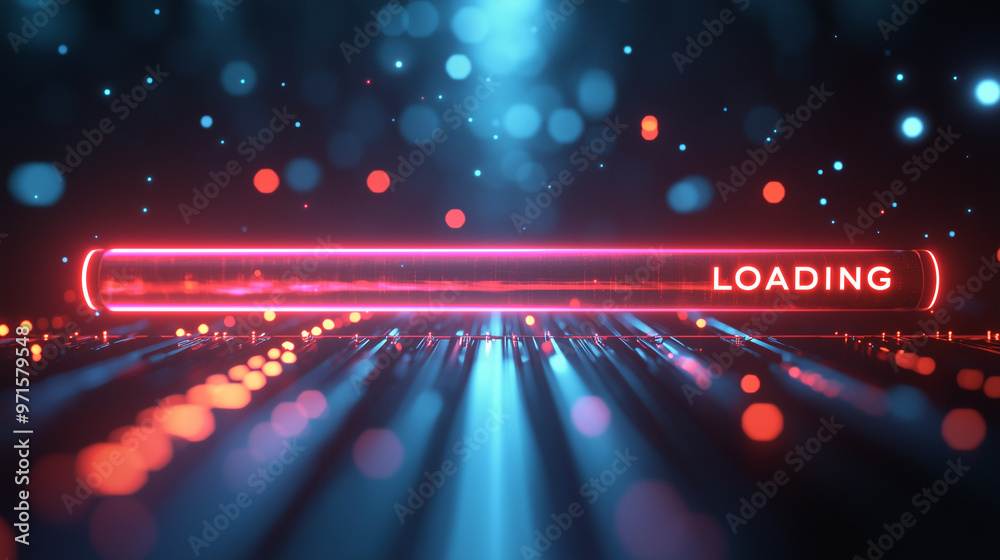 Loading bar with red lines on a minimalistic technology background ...
