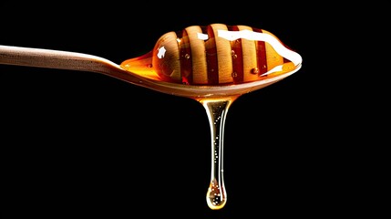 Wall Mural - Honey dripping from the tip of an open spoon