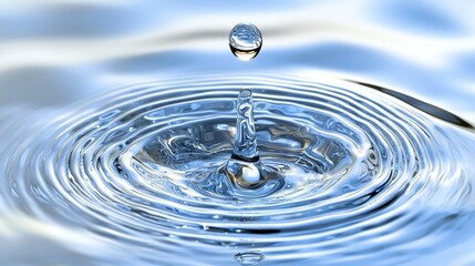 Sticker -   A close-up of a water droplet against a blue sky background with a lighter blue sky in the distance