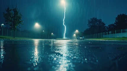 Lightning's abstract streaks light up the sky. Thunder rolls, signaling the storm's intensity.