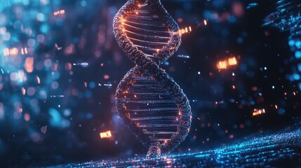 DNA Helix in Futuristic Genetic Engineering.