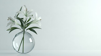 Sticker -  White vase with flowers on white counter, next to white wall