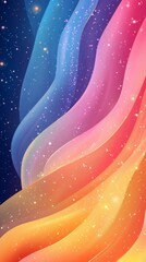 Wall Mural - abstract colorful wavy background with sparkles flowing in the night sky
