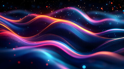 Vibrant waves of light creating an abstract, dynamic visual effect.