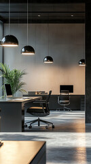 Poster - Modern corporate office interior with bright lighting and sleek design