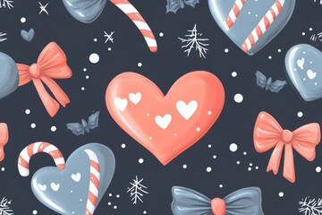 Wall Mural - A seamless festive christmas background with christmas decoration for web, print, background, wallpaper, scrapbooking, wrapping paper, textile, etc.