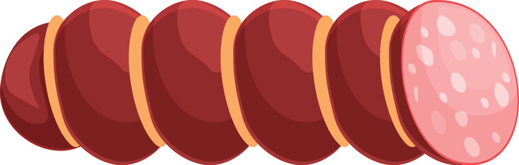 Poster - Cartoon salami is sliced open to reveal the spiral pattern of meat and fat