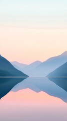 Canvas Print - Mountain range reflecting on tranquil lake at sunset