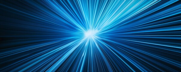 Wall Mural - Abstract blue light speed and warp drive motion background