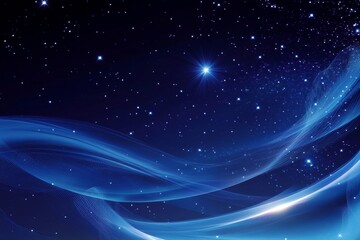 Wall Mural - an abstract background featuring swirling blue lines against a dark blue starry night sky. the image