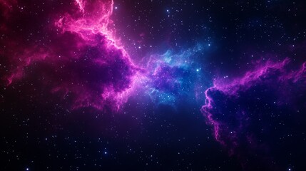 an abstract portrayal of space with a swirling nebula in hues of pink and blue, evoking concepts of 