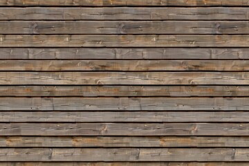 Wall Mural - Rustic wooden siding panel wall made of horizontal planks. The wood has a weathered appearance with natural textures and variations in color, showcasing shades of brown and gray.