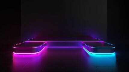 Poster - Modern Product Display: A Platform with Neon Lights