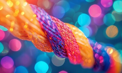 Wall Mural - Colorful electrical wires on blurred background, closeup