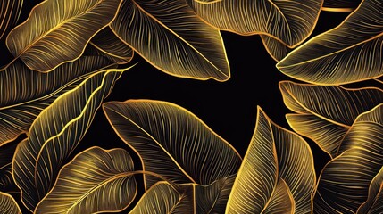 Canvas Print - Golden Leaves Abstract Background