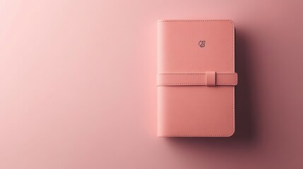 A pink notebook with a clasp on a soft pink background, ideal for journaling or planning.